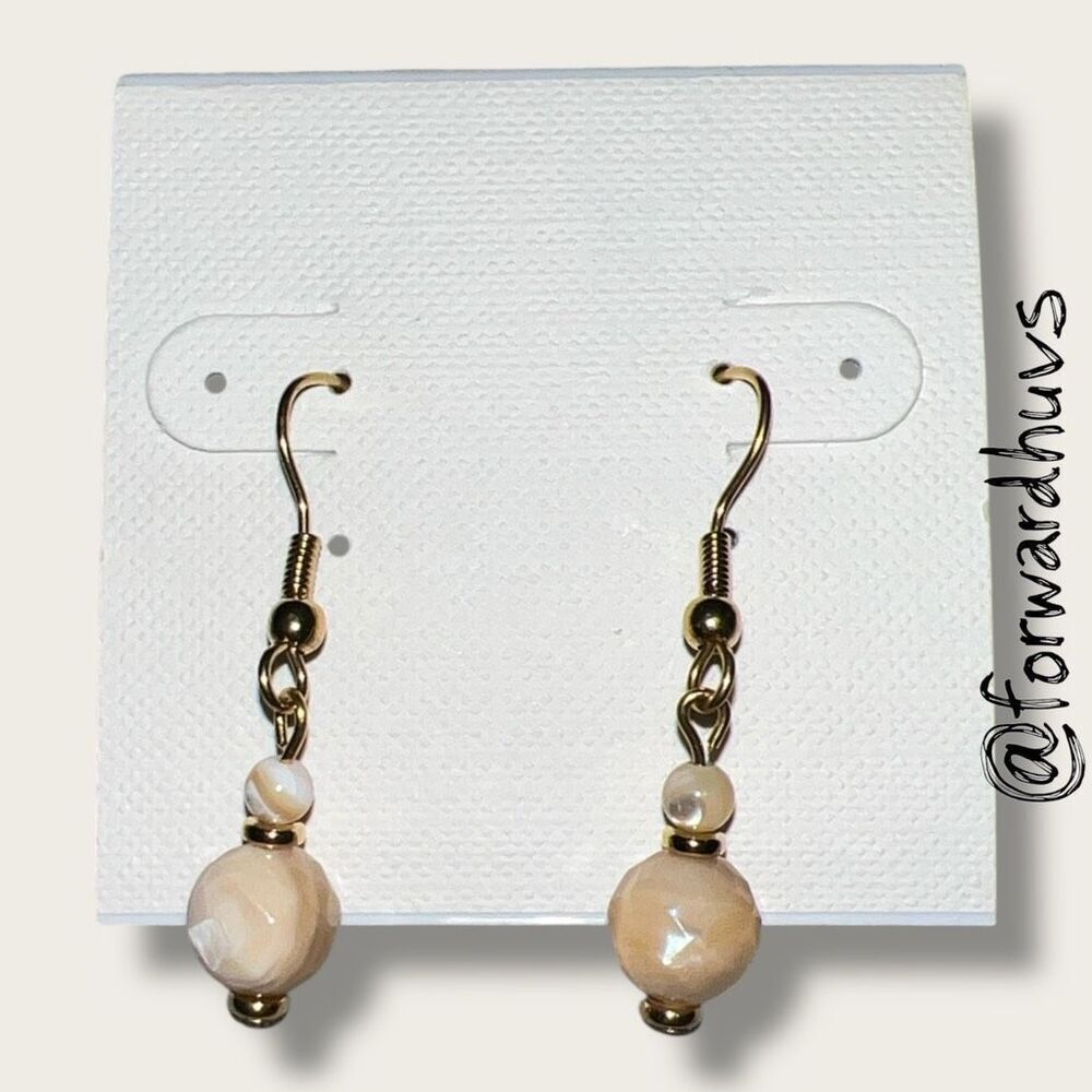 Bundle Sale 3 for $15 | Hand Crafted Cream Swirl Bead Dangle Earrings